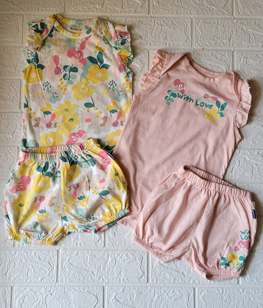 Pack of two bodysuits and two shorts