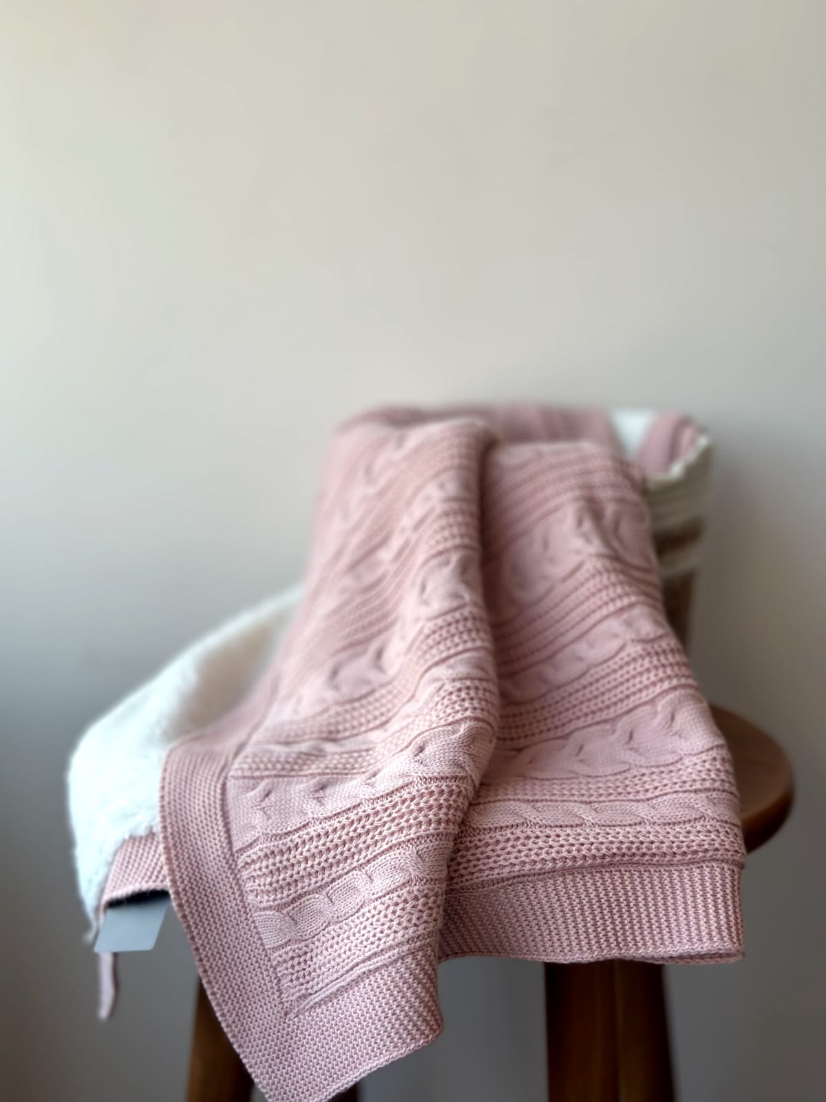 KNITTED DOUBLE SIDED SHERPA - baby blanket