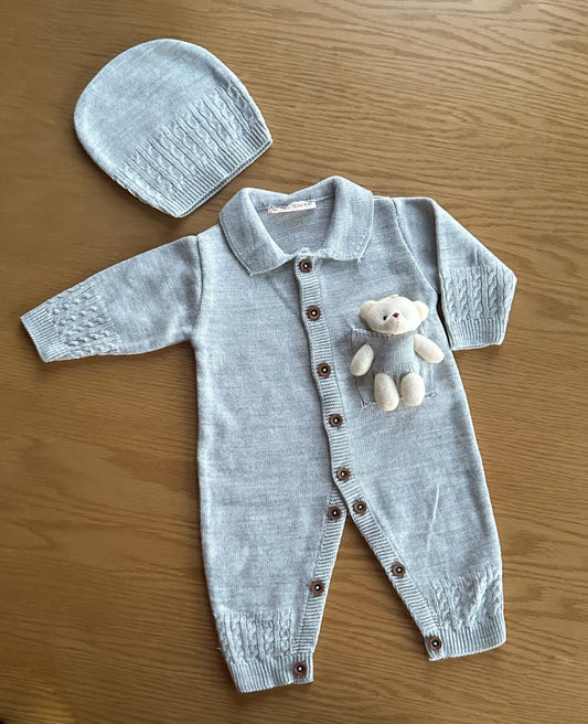 TEDDY IN A POCKET ROMPER SET